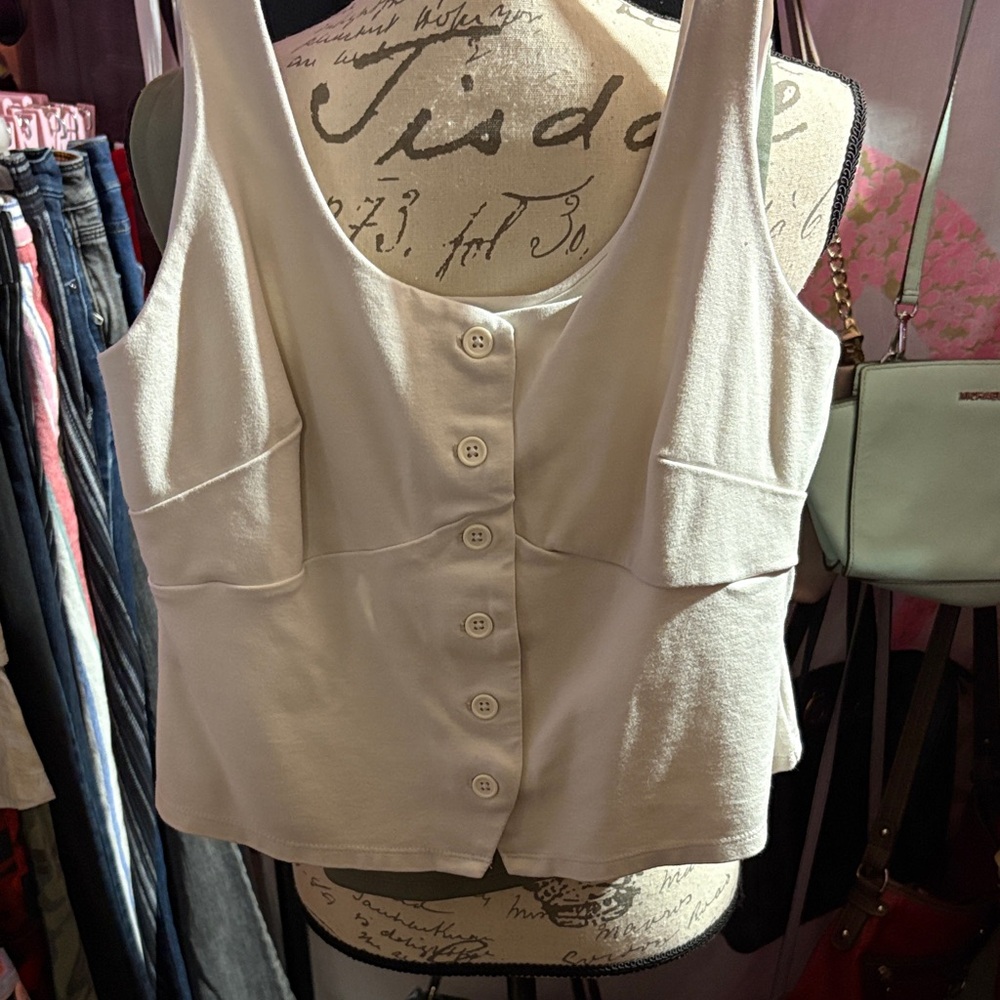 a new day Cream Button-Up Tank Top